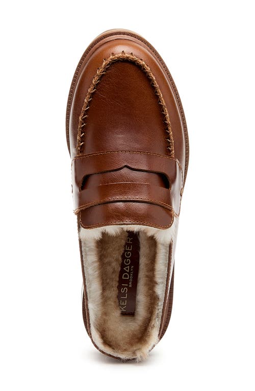 Shop Kelsi Dagger Brooklyn Lock Faux Shearling Lined Mule In Cognac