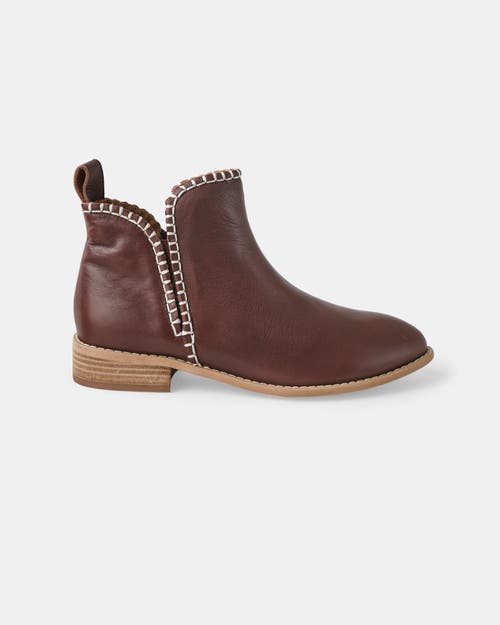 Walnut Melbourne Douglas Stitch Leather Boot In Chocolate