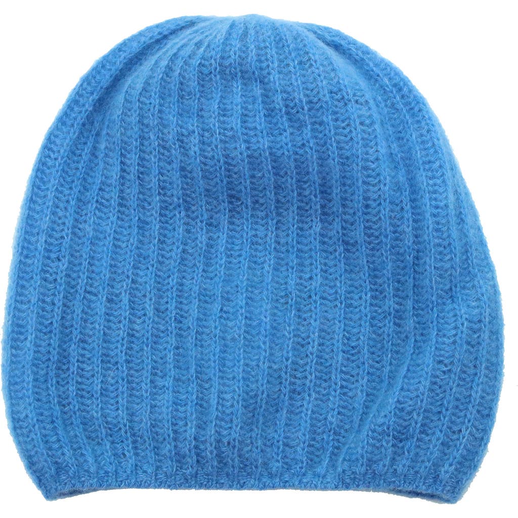 Shop Portolano Rib Knit Cashmere Beanie In Pottery Blue