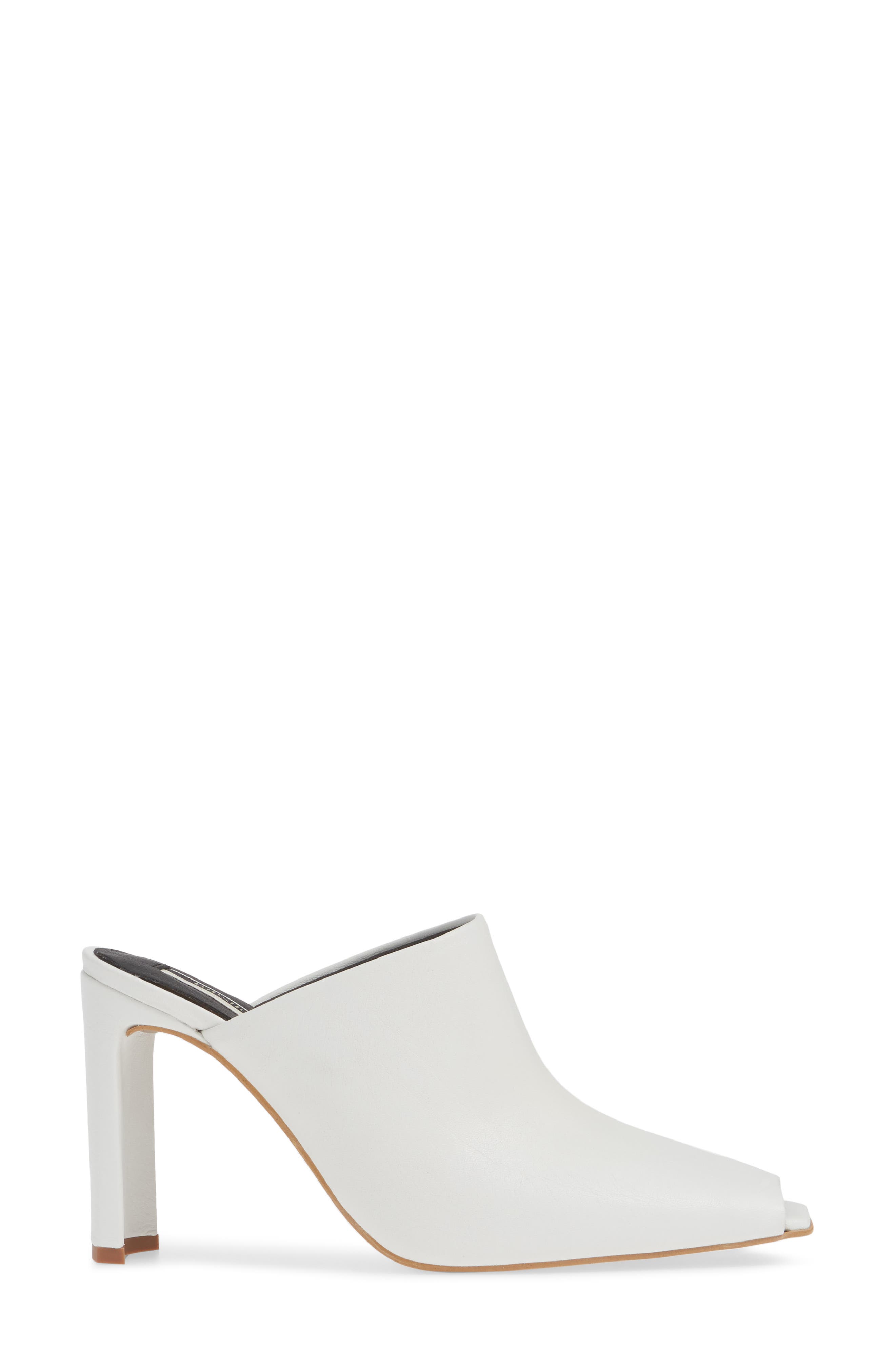 white peep toe mules
