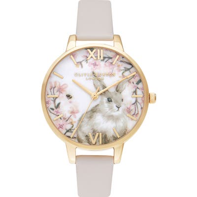 Olivia Burton Pretty Blossom Faux Leather Strap Watch,