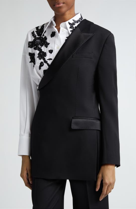 Dolce & Gabbana One-shoulder Wool Gabardine Jacket In N0000 Nero