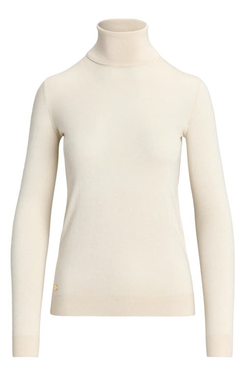 Shop Lauren Ralph Lauren Ribbed Turtleneck Sweater In Mascarpone Cream