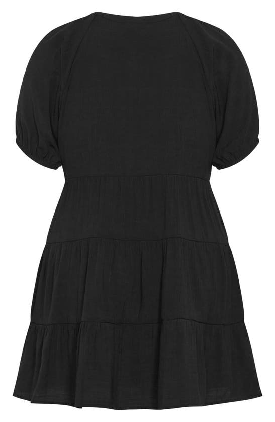 Shop City Chic Kara Tiered Minidress In Black