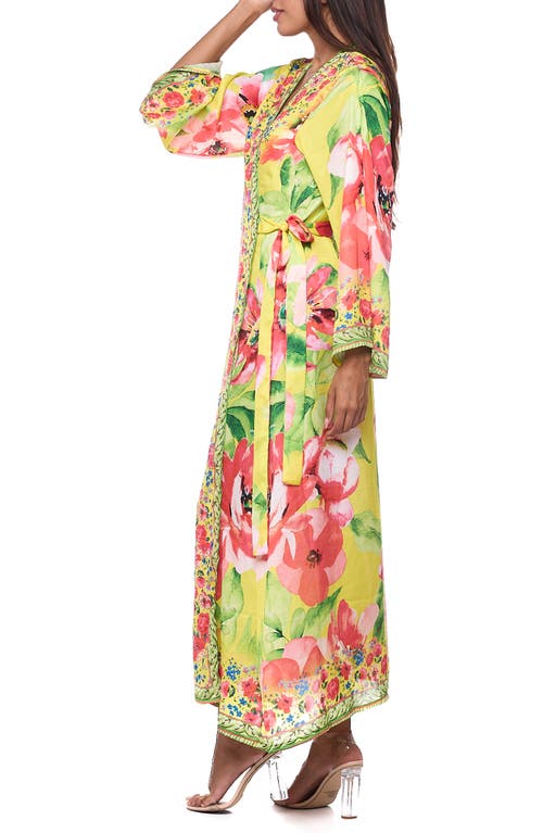 Shop Ranee's Ranees Tie Waist Longline Cover-up Duster In Yellow