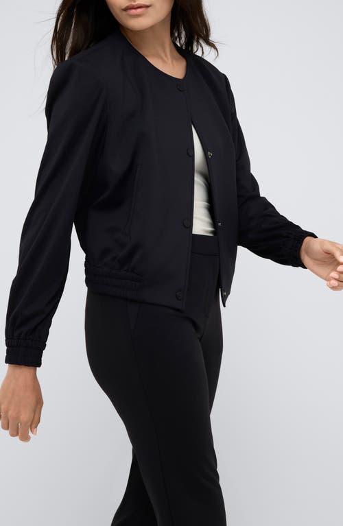 Kenneth Cole Athletic Stretch Collarless Bomber Jacket In Black