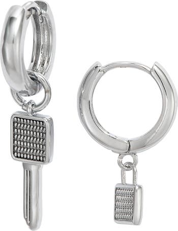 Silver Mismatched Lock Key Earrings