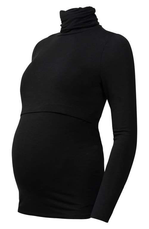 Shop Seraphine Turtleneck Maternity/nursing Top In Black