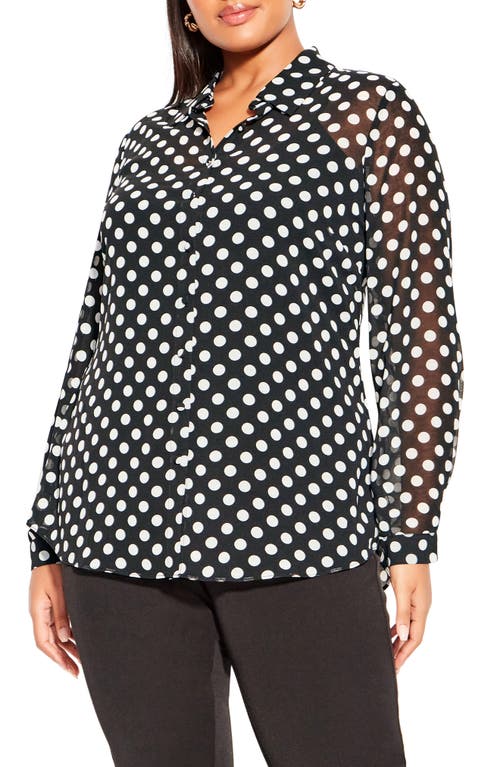 City Chic Madison Button-Up Shirt in Black Camelia Fl