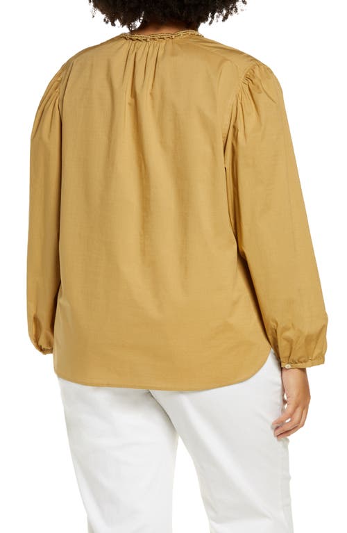 Shop Vince Braid Trim Cotton Blouse In Jute