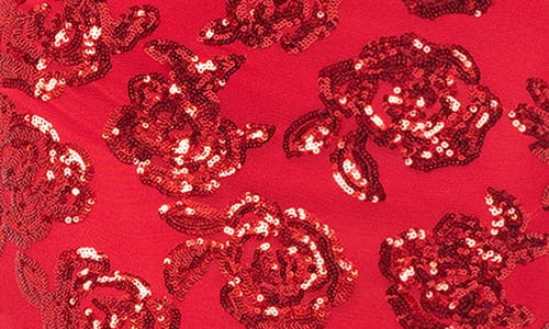 Blondie Nites Floral Sequin Minidress In Red