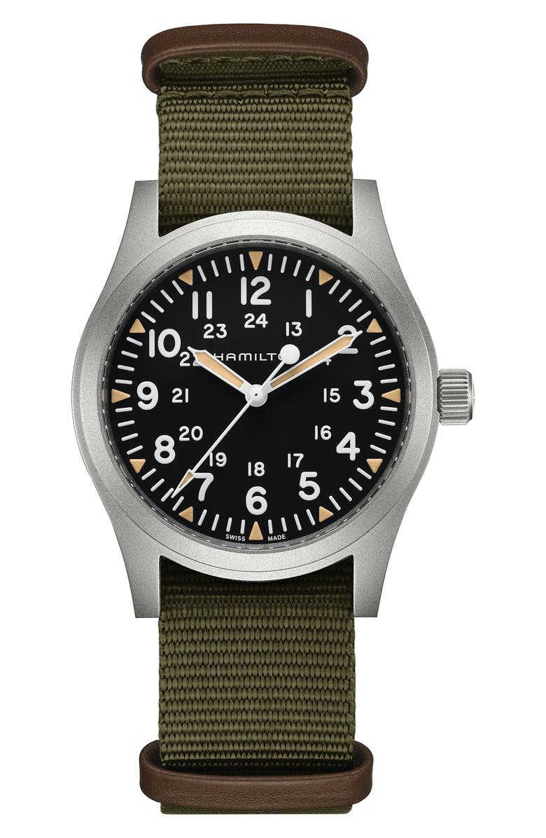 straf auteursrechten inrichting Hamilton Khaki Field Mechanical NATO Strap Watch, 42mm | Nordstrom