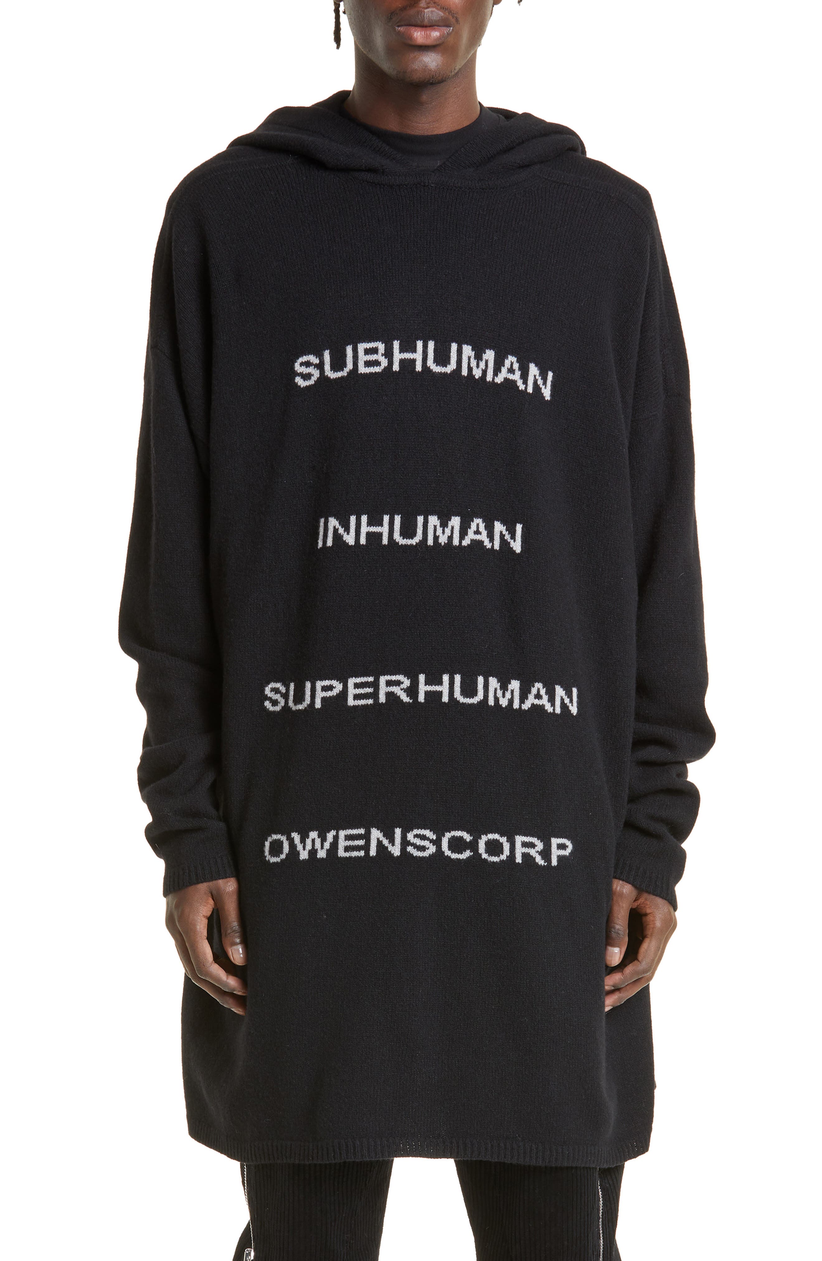 Rick Owens Tommy Oversize Cashmere & Wool Intarsia Hoodie | Nordstrom