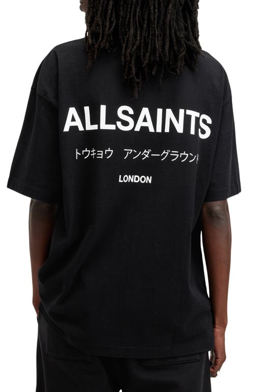 Shop Allsaints Underground Oversize Graphic T-shirt In Jet Black