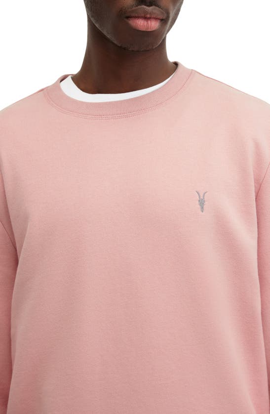 Shop Allsaints Raven Slim Fit Crewneck Sweatshirt In Bramble Pink