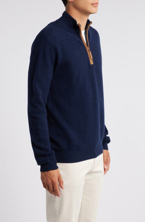 Lorenzo Uomo Merino Wool & Cashmere Bird's Eye Quarter Zip Sweater In Navy