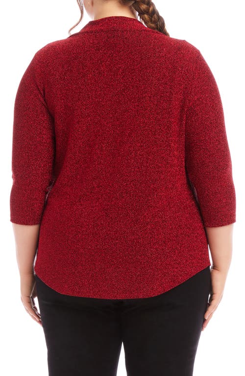 Karen Kane Plus Size Drape Neck Metallic Top In Red In Red