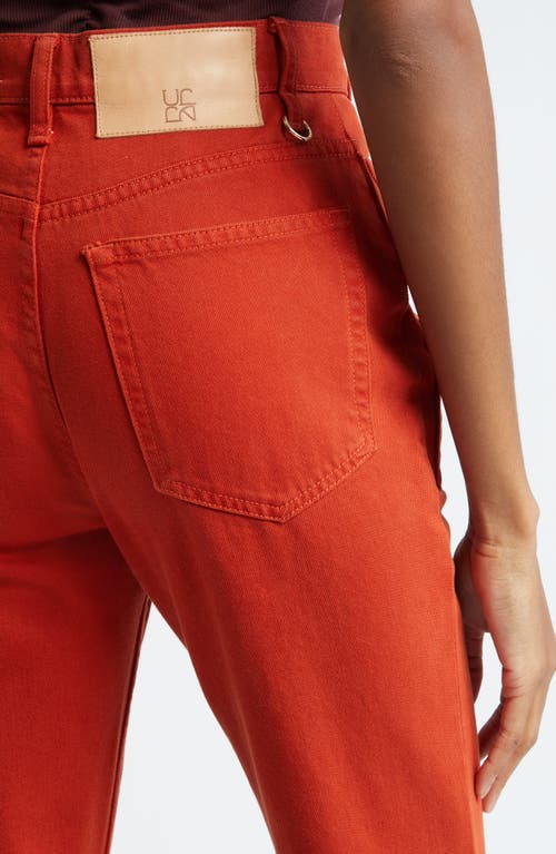 Shop Ulla Johnson The Lou Button Fly Flare Jeans In Red Ochre Wash