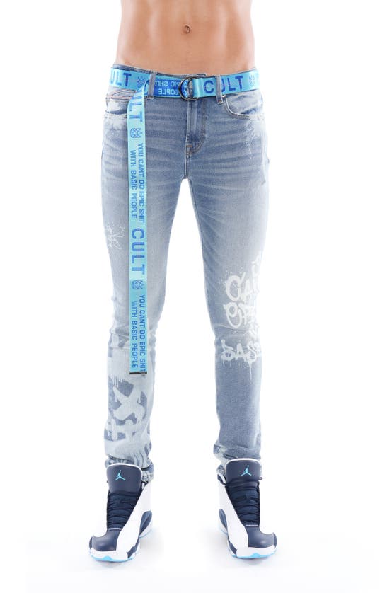 Shop Cult Of Individuality Belted Punk Bleached Superskinny Jeans In Spray