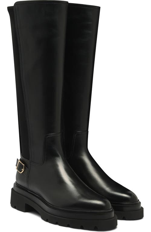 Santoni Erin Black Lugsole Boot In Black