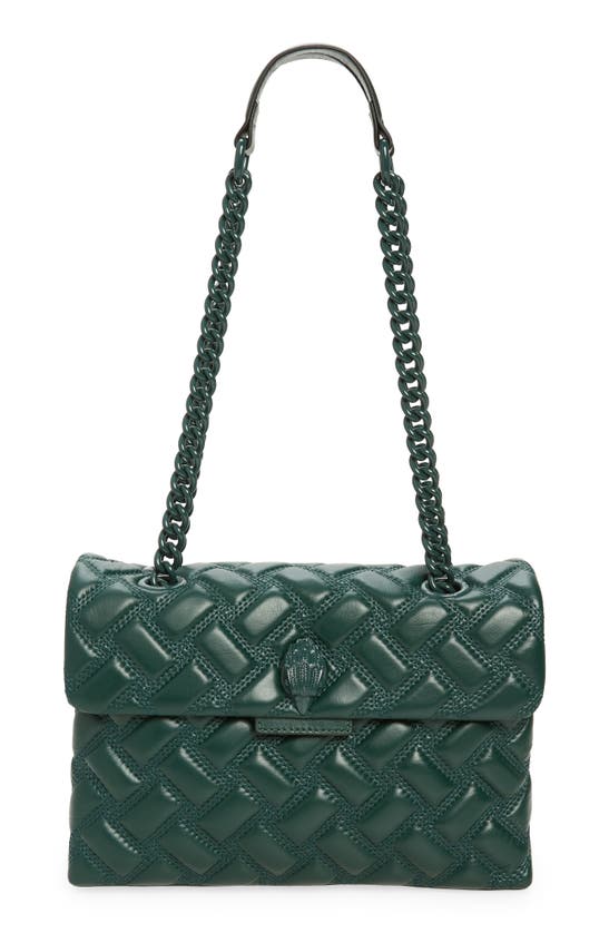 Kurt Geiger Kensington Drench Leather Shoulder Bag In Dark Green