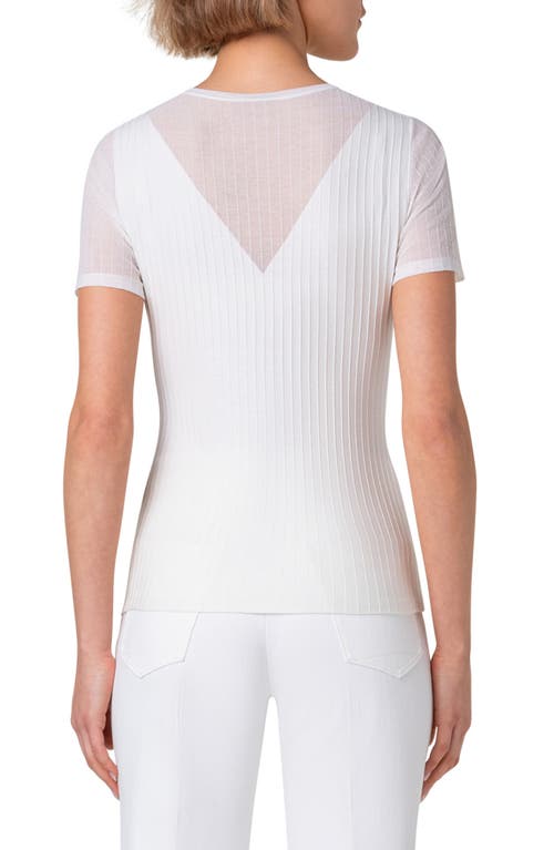 Shop Akris Reverse Rib Short Sleeve Crewneck Sweater In Ecru