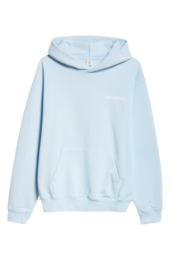 Shop Sporty And Rich Sporty & Rich Eat More Veggies Cotton Graphic Hoodie In Baby Blue