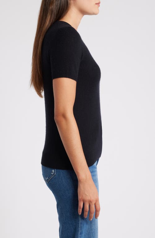 Shop Caslonr Caslon(r) Short Sleeve Wool & Cashmere Sweater In Black Rock