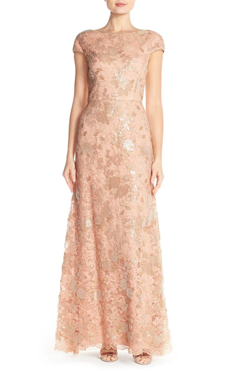 Vera Wang Sequin Lace Fit & Flare Gown | Nordstrom