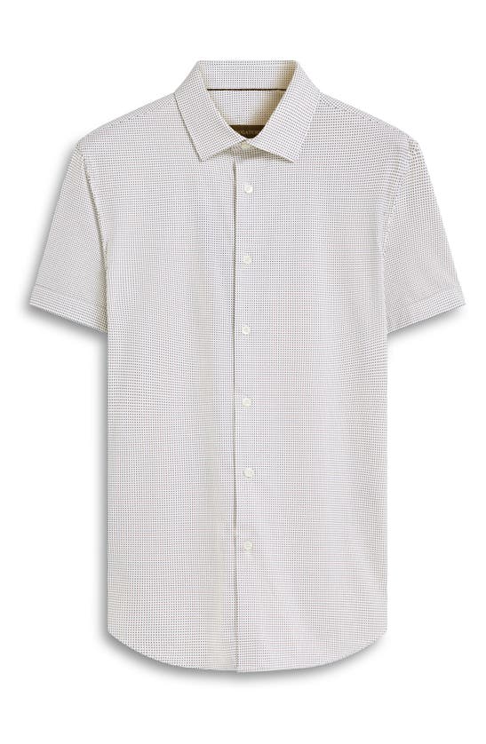 Shop Bugatchi Miles Ooohcotton® Pin Dot Short Sleeve Button-up Shirt In White