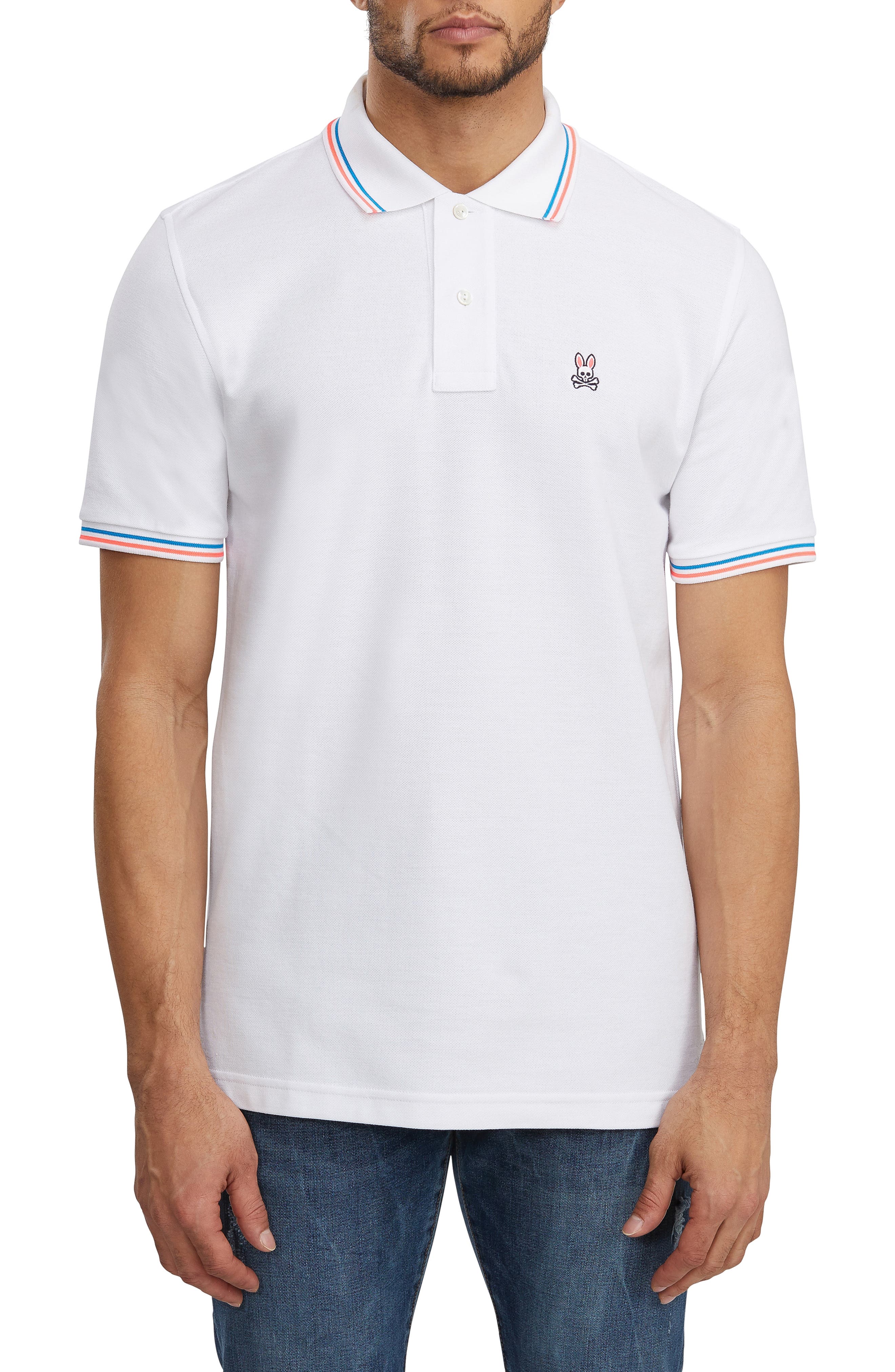 Psycho Bunny Neon Pique Polo, White