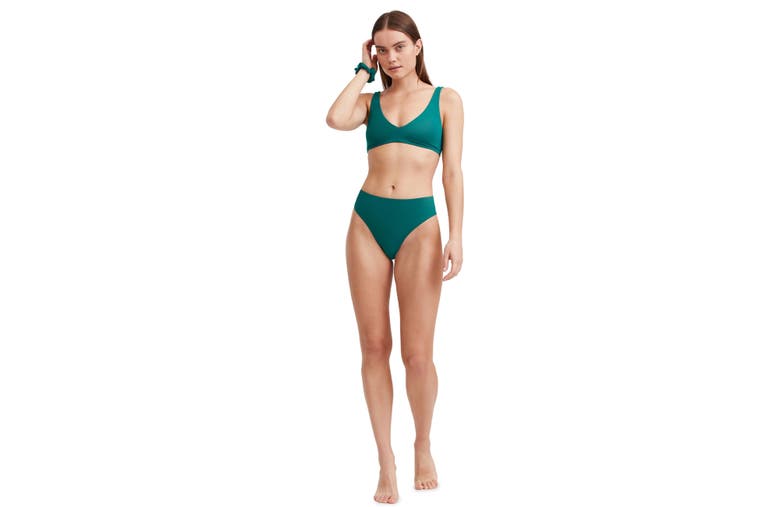 Shop Au Naturel By Gottex Solid Reversible V Neck Bikini Swim Top In Emerald