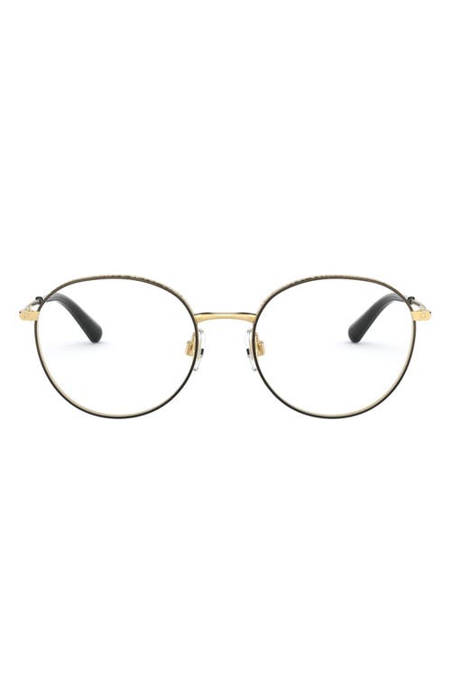 Dolce & Gabbana Dolce & Gabbana 53mm Round Optical Glasses in Gold Black at Nordstrom
