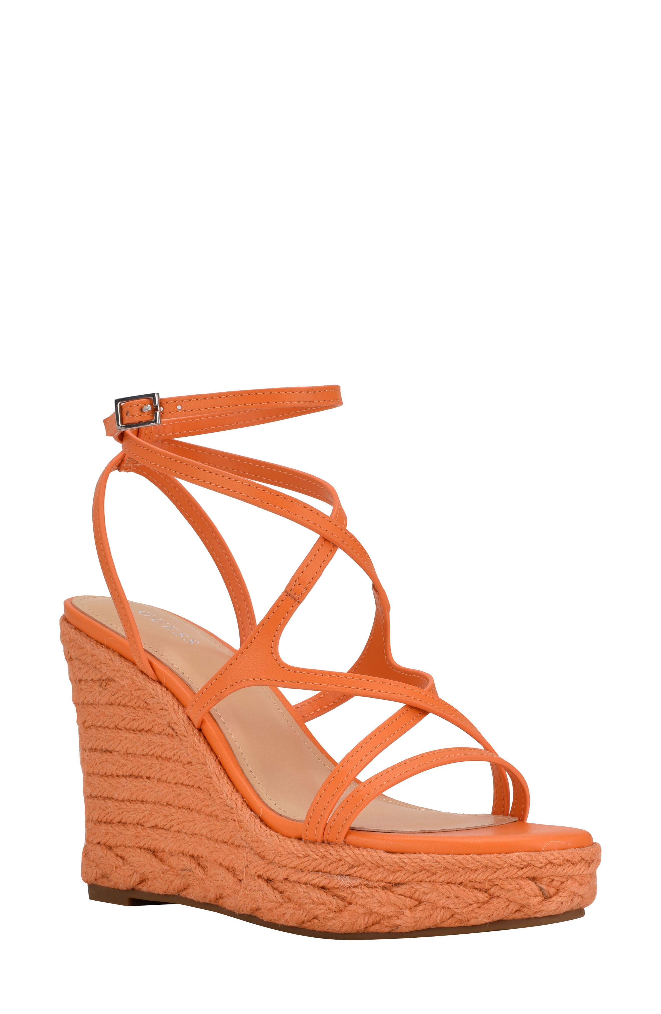 orange wedge heels