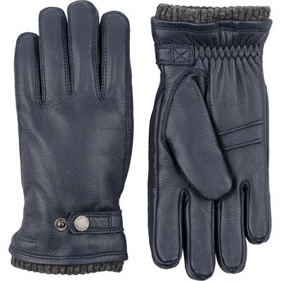 Hestra Utsjo Leather Gloves, Blue