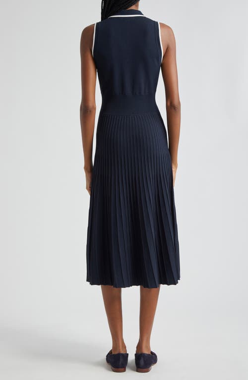 Shop Veronica Beard Meralda Sleeveless Midi Sweater Dress In Navy