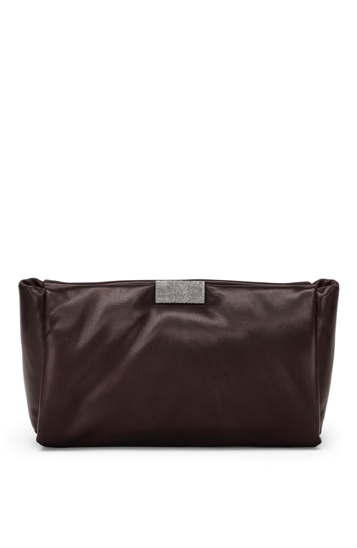 Shop Brunello Cucinelli Clutch With Shimmering Detail In Brown