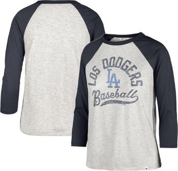 Women's '47 Gray Los Angeles Dodgers City Connect Retro Daze Ava Raglan 3/4- Sleeve T-Shirt 
