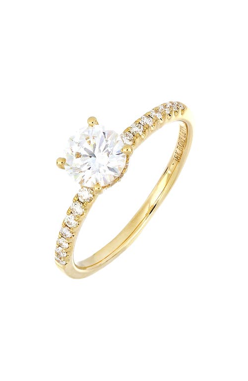 Bony Levy Pavé Diamond & Cubic Zirconia Solitaire Engagement Ring Setting in Yellow Gold/Diamond