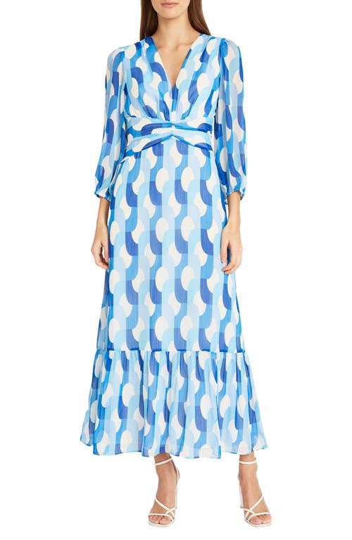 Donna Morgan For Maggy Waist Detail Maxi Dress In Cream/powder Blue