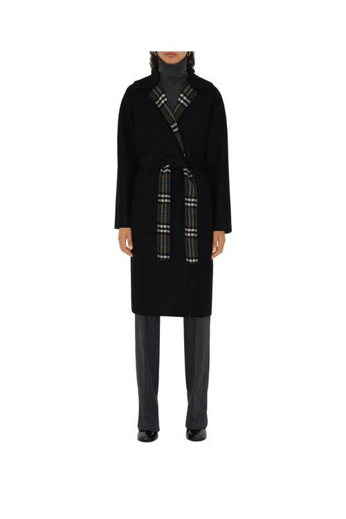 Burberry Mid-length Reversible Wool Car Coat In Black