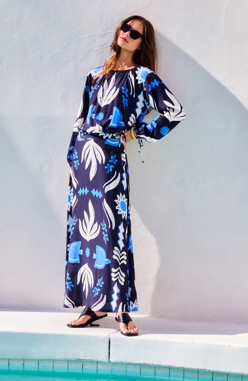 Shop Fifteen Twenty Lexi Palm Print Crepe Maxi Skirt