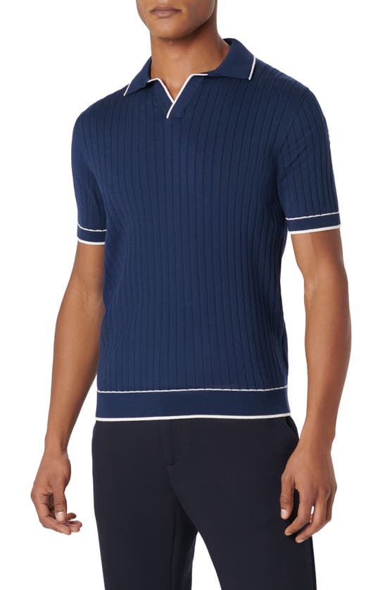 Shop Bugatchi Johnny Collar Rib Polo In Navy