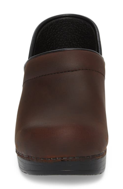 Dansko Wide Pro Clog In Antique Brown/black Leather