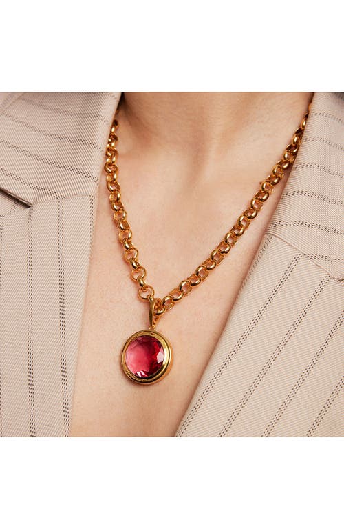 Shop Dean Davidson Lab Created Pink Tourmaline Signet Pendant Necklace In Vivid Pink/gold