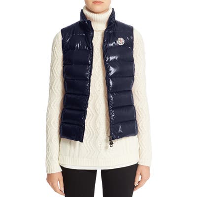Moncler Ghany Water Resistant Shiny Nylon Down Puffer Vest