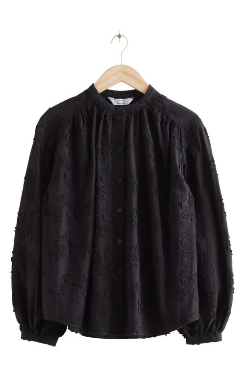 Shop & Other Stories Floral Appliqué Blouse In Black Embroidered