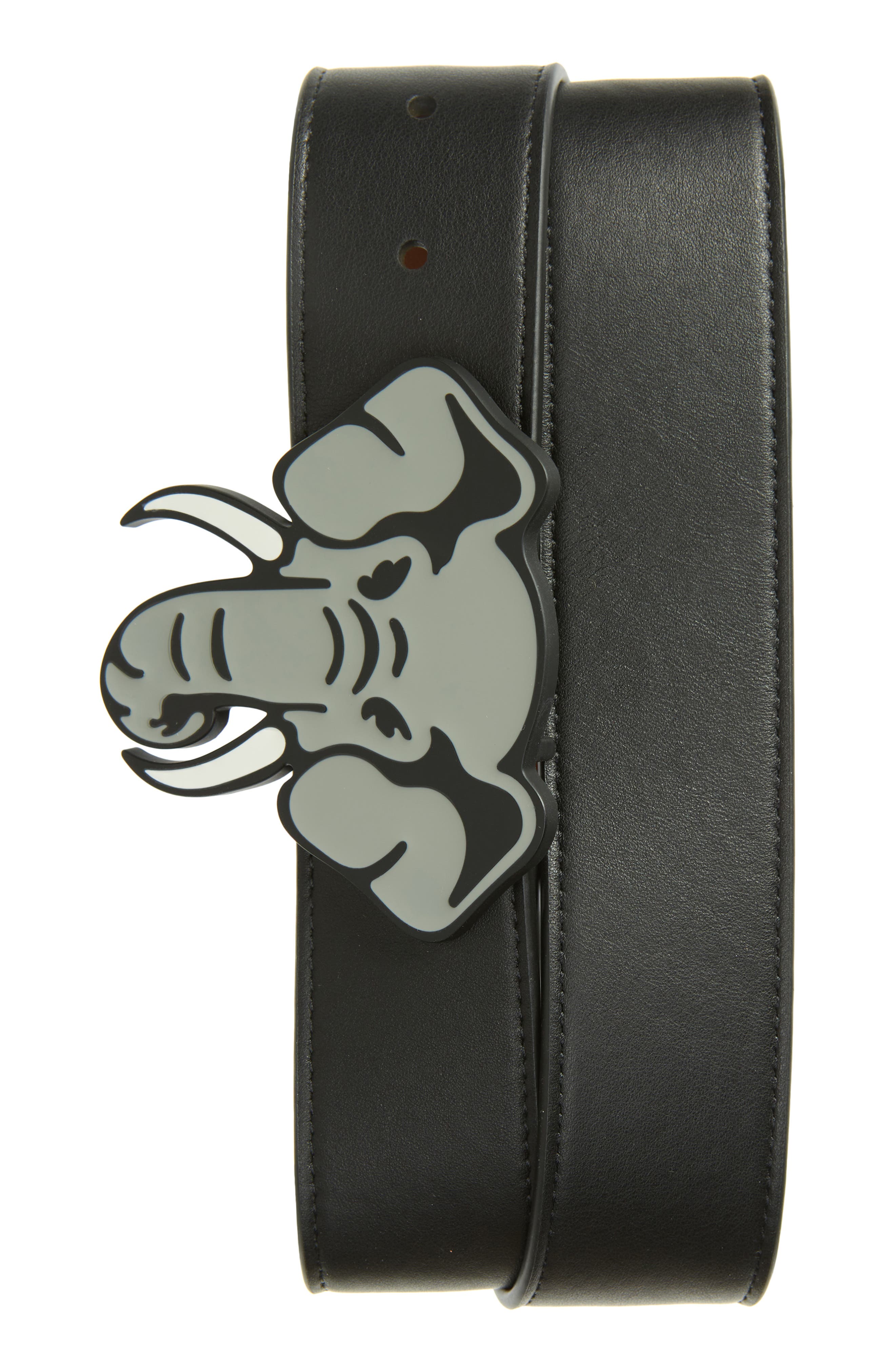 最新アイテム ケンゾー メンズ ベルト アクセサリー Elephant-plaque leather belt BLACK