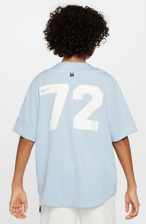 Shop Nike Kids' Athletics Dri-fit Baseball Jersey In Armory Blue/white