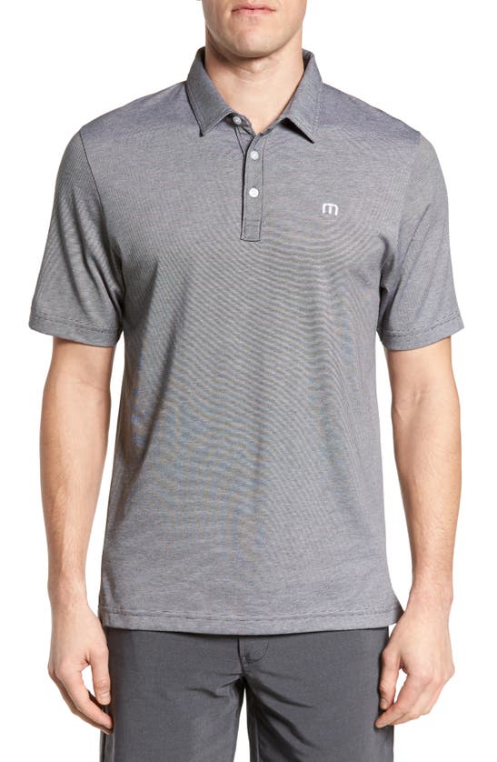 Travismathew Travis Mathew The Zinna Slub Piqué Polo In Grey Pinstripe/ White